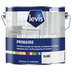 Levis Acrylevis TX Primer - Peinture D'Impression Microporeuse Acrylique - Boiseries - Intérieur & Extérieur | Couleur: Blanc - Conditionnement: 1L - Blanc