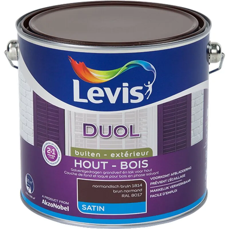 Laque Levis Duol Bois Extérieur Brun Normand Satin 2,5L 1 Laque Levis Duol Bois Extérieur Brun Normand Satin 2,5L