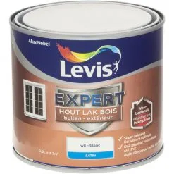 Laque Levis Expert Bois Extérieur Blanc Satin Super Couvrant 500ml - Blanc