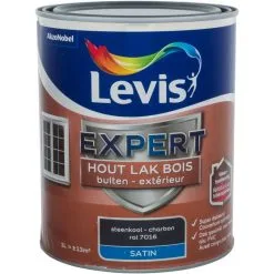 Laque Levis Expert Bois Extérieur Charbon Satin Super Couvrant 1L - Charbon
