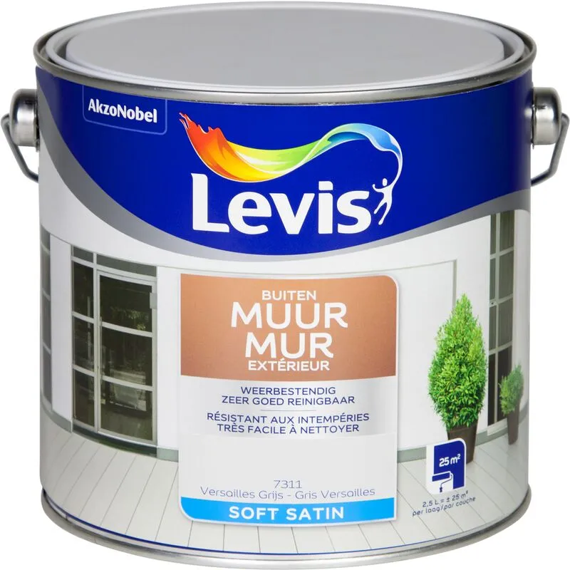 Peinture Levis Mur Extérieur Gris Versaille Satin 2,5L - Gris Versailles 1 Peinture Levis Mur Extérieur Gris Versaille Satin 2,5L - Gris Versailles